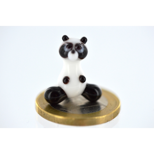 Pandabär Mini - Panda Bär Miniatur Figur aus Glas - Deko Setzkasten Vitrine Sammlerstück