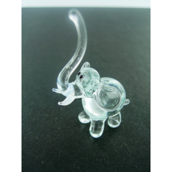 Elefant mini 3 - Glastier - k-12 Miniatur Figur aus Glas transparent - Deko Setzkasten Vitrine