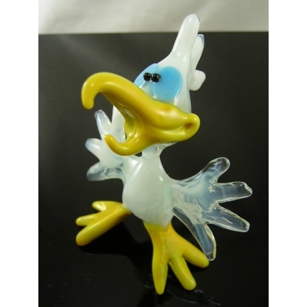 Rabe weiss- Figur aus Glas Weisser Vogel Glasfigur-Glasfiguren-b10-14-1