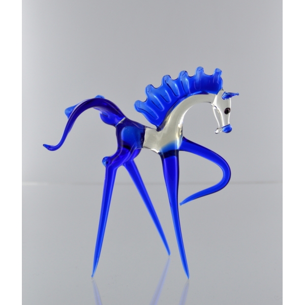 Pferd "Salvadore" Blau Klas - Figur Skulptur aus Glas Vitrine Deko
