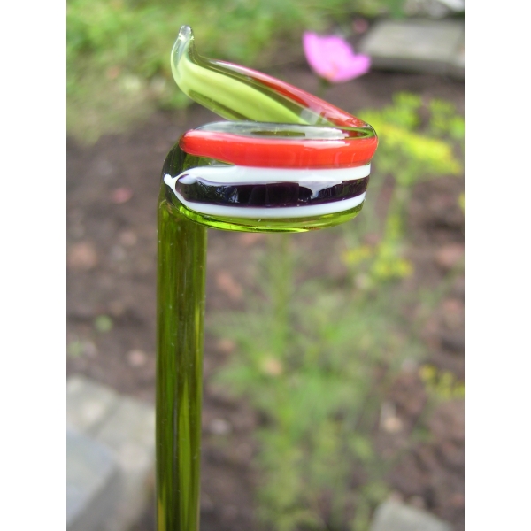 Orchideenstab Streifen Grün Schwarz Rot v 48 - Glas Blumenstab Rankhilfe 40 cm Blütenstütze