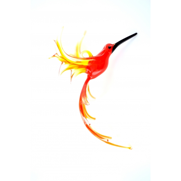 Kolibri hängend - rot orange - Glas Figur Vogel Feuervogel made in Germany - Dekoration Glasfigur