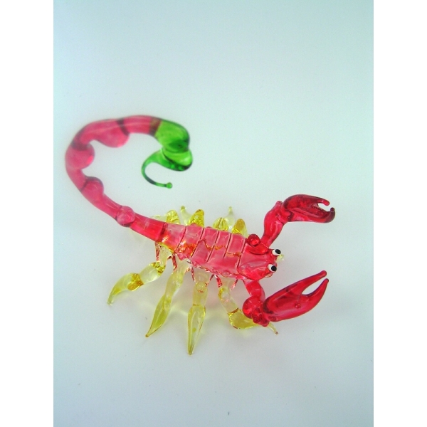 Skorpion aus Glas - Figur Scorpion Rot Grün Gelb - Glasfigur - G