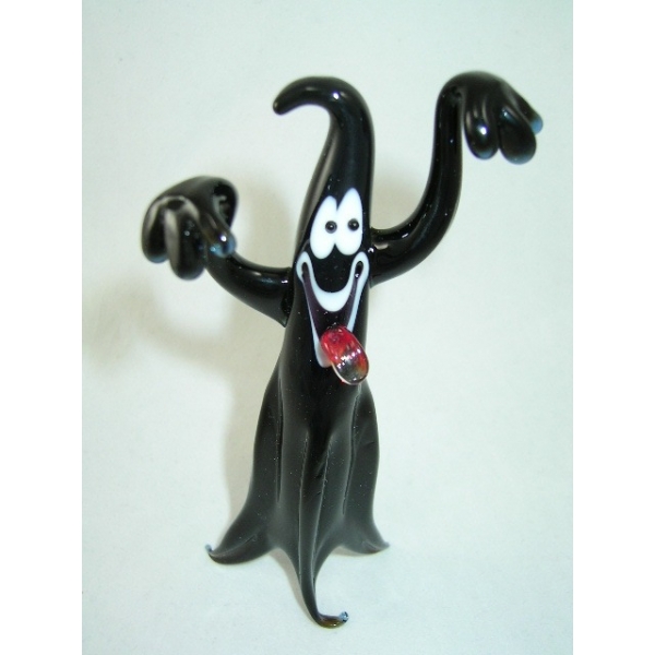 Gespenst - Geist - Schwarz-Glasfigur - Deko Figur aus Glas - Halloween Setzkasten Vitrine