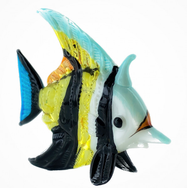 Zierfisch Schwarz Gelb Blau - Glas Figur Korallenfisch Fisch Deko Setzkasten Vitrine 43