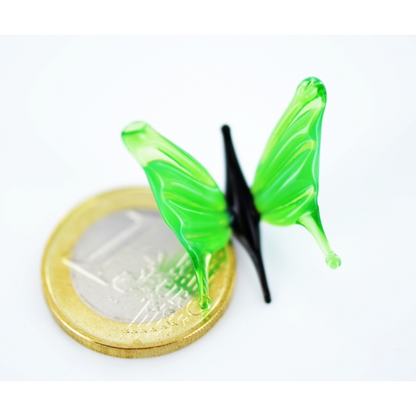 Schmetterling Mini Grün - Miniatur Glasfigur Deko Setzkasten Vitrine