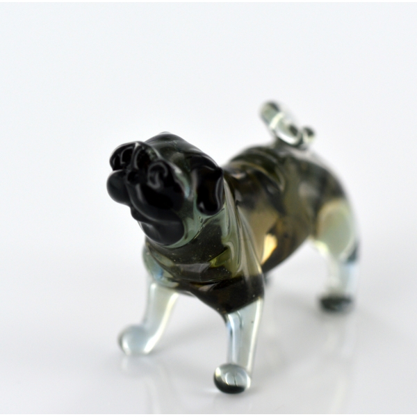 Mops Hund aus Glas Figur Deko Setzkasten Vitrine Glasfigur-b8-12-42