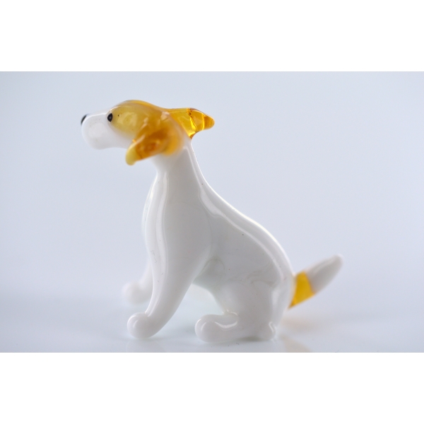 Hund -Jack Russel Terrier Sitzend - Glasfigur Glas Figur Deko Setzkasten Vitrine Sammler