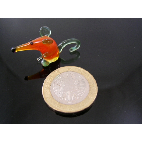 Maus mini -Glasfigur -grün-orange