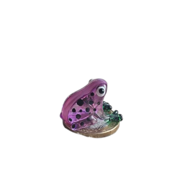 Frosch Mini Glasfigur - Handgefertigte Dekofigur in Lila & Grün