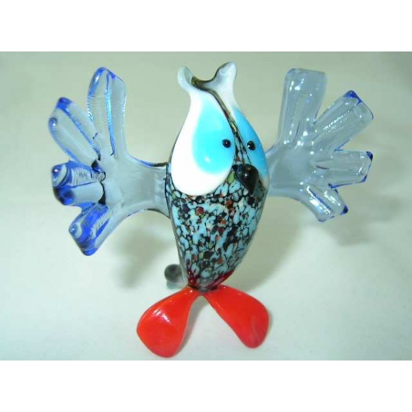 Eule 5 Blau - Glastier Vogel Glas Figur Setzkasten Glücksbringer Vitrine