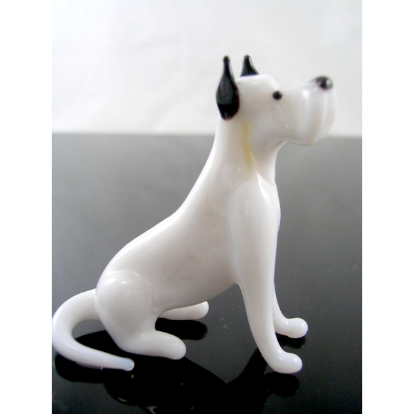 Hund-Rassehund -Deutsche Dogge -b8-9-6 Glas Figur Deko Setzkasten Vitrine Sammler