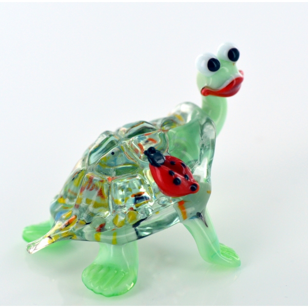 Schildkröte Grün - Glas Figur Deko Setzkasten Vitrine Turtle Glasfigur