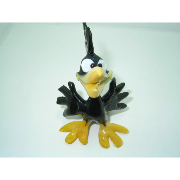 Rabe - Glastier Figur aus Glas Schwarzer Vogel Deko Vitrine