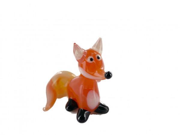 Fuchs Mini Rot Orange - Miniatur Figur aus Glas - Deko Setzkasten Vitrine
