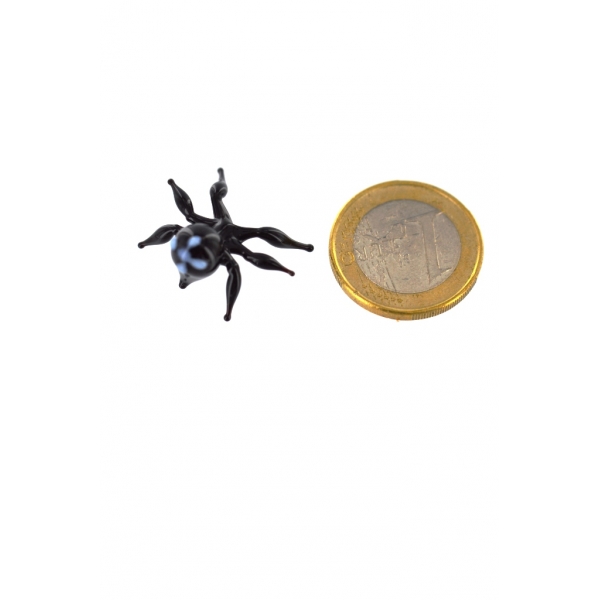 Spinne mini - Kreuzspinne Schwarz Weiß - Miniatur Spinne Glasfigur - Glastier