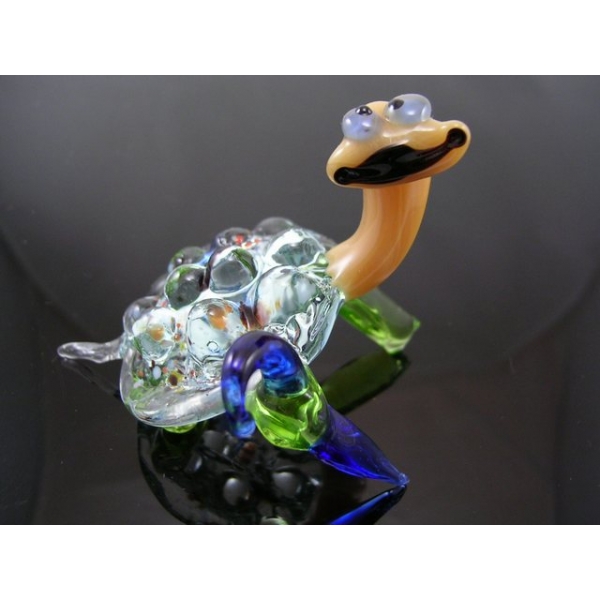 Schildkröte Grün Gelb - Glas Figur Deko Setzkasten Vitrine Turtle Glasfigur