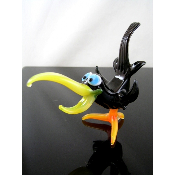 Rabe Glasfigur-Glastier-Glasfiguren-b7-41-2 Glastier Figur aus Glas Schwarzer Vogel Deko Vitrine