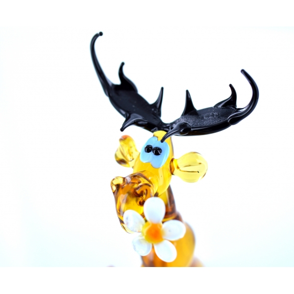 Elch mit Blume-Elk-Glasfigur-Glasfiguren-y-25