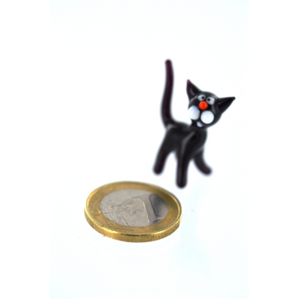 Katze schwarz mini 1-1 - Glastier Miniatur Figur Setzkasten Glücksbringer Deko Vitrine