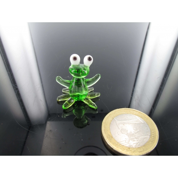 Frosch mini 1-Glastier-k-1 Miniatur Figur Glas Glücksbringer Deko Setzkasten Grün