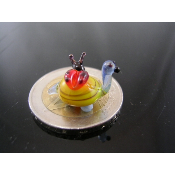 Schildkröte mit Marienkäfer Mini- Miniatur Glas Figur Deko Setzkasten Vitrine Turtle Glasfigur
