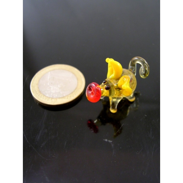 Schwein mini 2-Glasfigur-k-10 Gelb Miniatur Scheinchen Glas Figur Setzkasten Glücksbringer Silveste