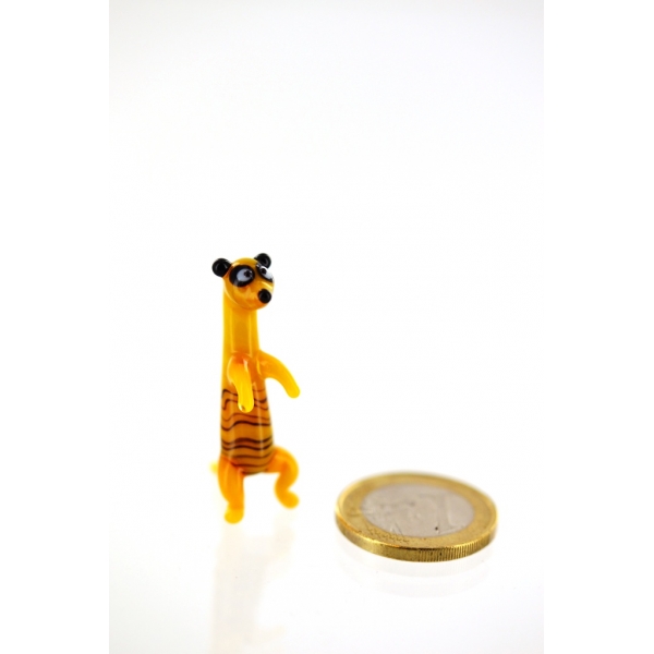 Erdmännchen Mini Gelb -Miniatur Figur aus Glas Deko Setzkasten Glücksbringer
