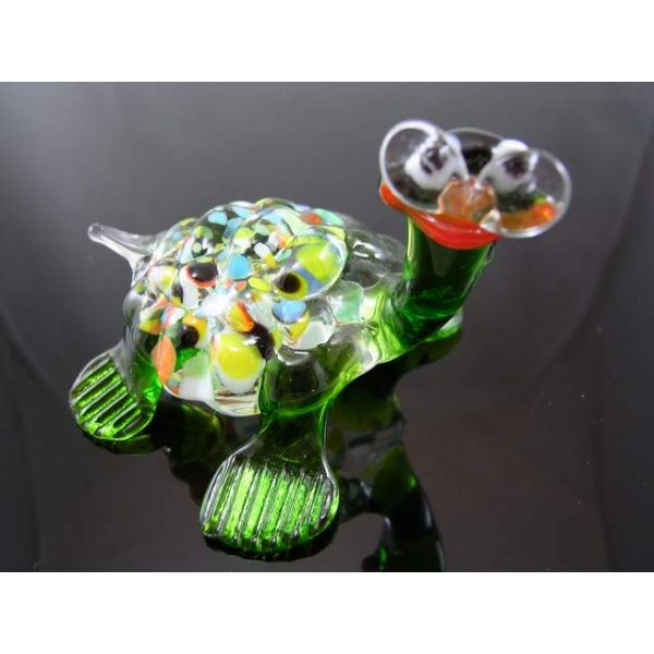 Schildkröte mit Brille Grün - Figur Glas Setzkasten Vitrine Deko