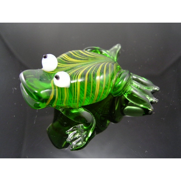 Frosch 7 - Glastier Grasfrosch FIgur Glas Glücksbringer Deko Setzkasten Geschenk