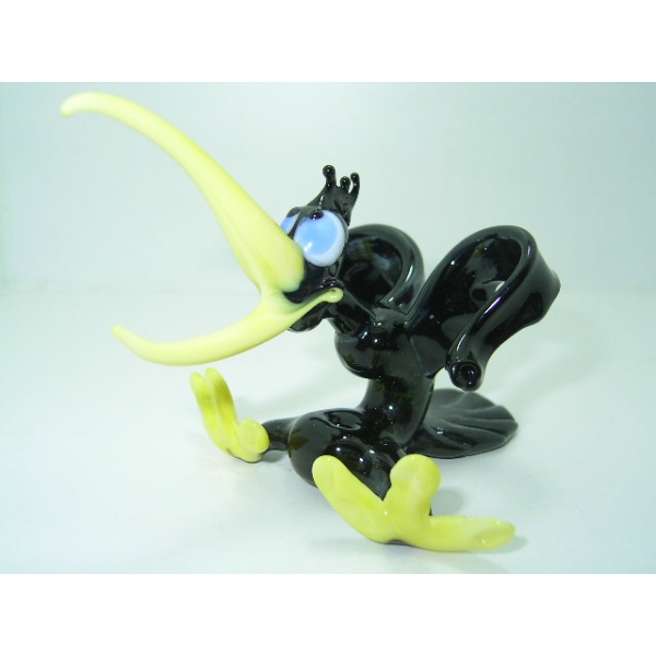 Rabe Schwarz 1 - Figur aus Glas Schwarzer Vogel Deko Vitrine