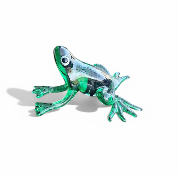 Frosch grün- schwarz - Glasfigur / handgefertigt , dekorative Tierfigur aus Glas