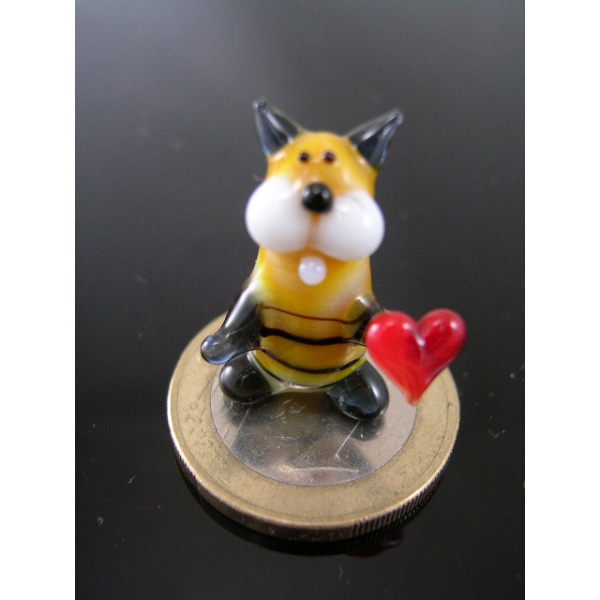 Katze mini mit Herz 1 -Glasfigur-k-6