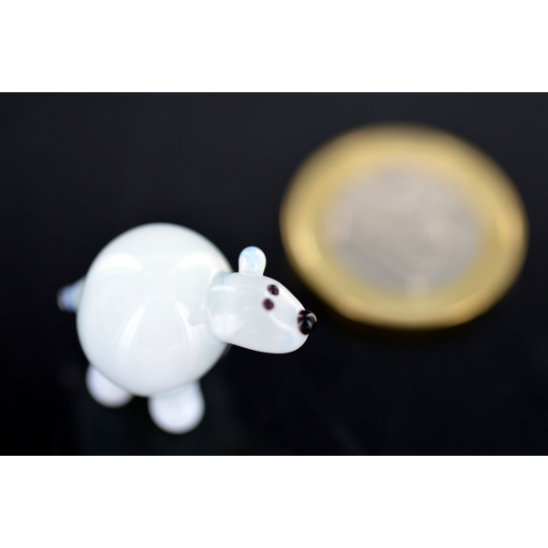Eisbär Mini Weiss - Miniatur Figur aus Glas Polarbär Bär weiß Deko Setzkasten Vitrine Glücksbringer