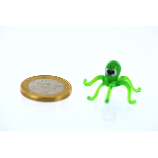 Krake mini grün - Miniatur Tintenfisch Figur Glas Deko Setzkasten Aquarium