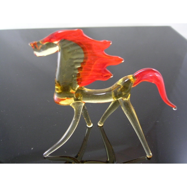 Pferd 21-11 - Glastier - Braun Rot Deko Vitrine