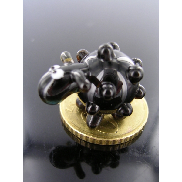 Schaf Mini Glas 3 - Schaf Schwarz Miniatur Glasfigur - Glastier Figur aus Glas - Deko Setzkasten Vit