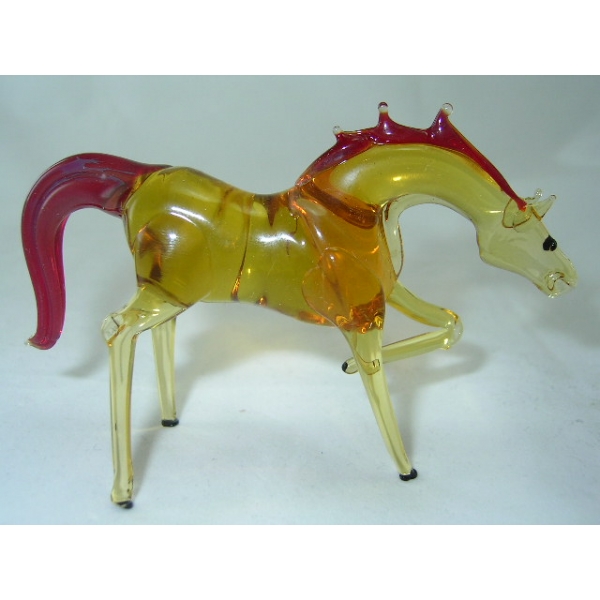 Pferd 8 - Glastier Braun Rot Deko Vitrine Figur aus Glas