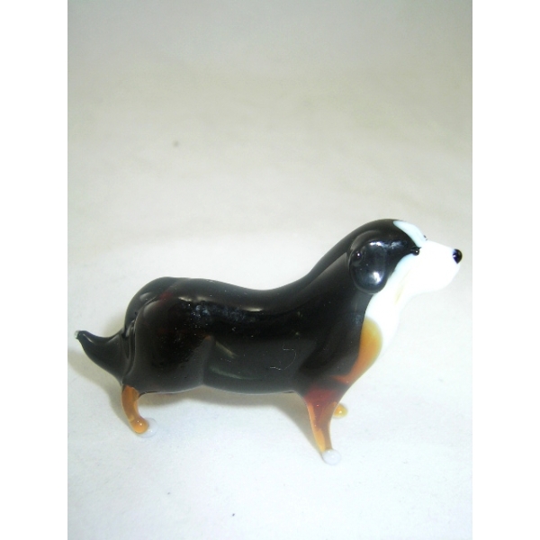 Hund-Dog-Berner Sennenhund-Glasfigur-b8-10-25 - Glas Figur Deko Setzkasten Vitrine Sammler Hirtenhun