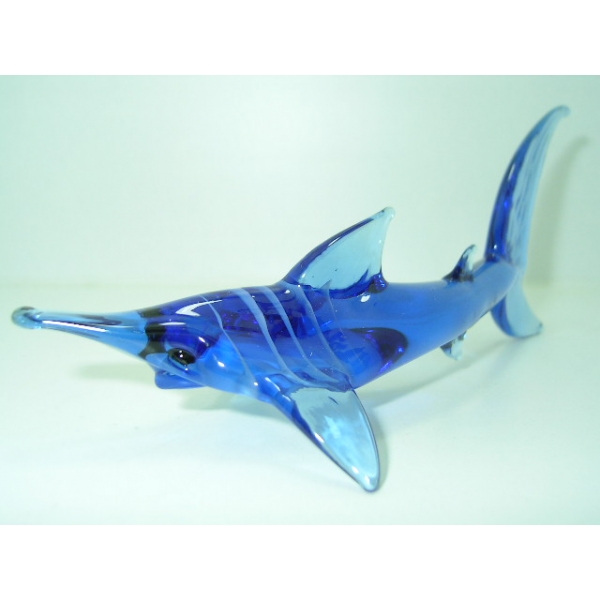 Hai Blau Fisch Sandhai Figur aus Glas Deko Setzkasten Vitrine Aquarium 5-11 - Glastier