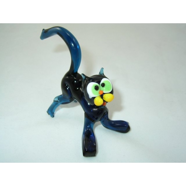Katze 7-blau - Glastier