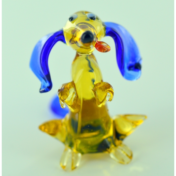 Hund Mit Blauen Ohren - Glasfigur Glastier