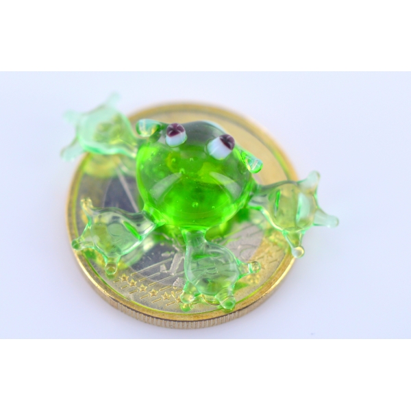 Frosch mini Grün - Miniatur Figur aus Glas Deko Setzkasten Vitrine Glücksbringer