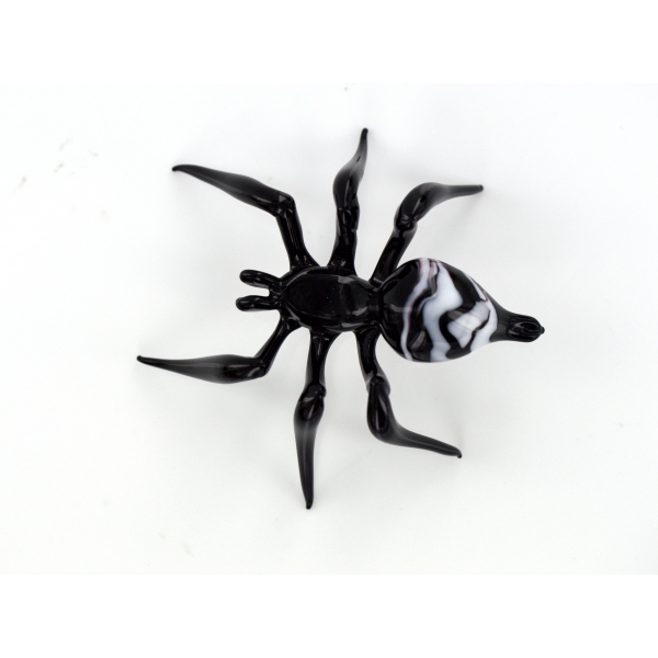 Spinne Schwarz Weiß Violett- Figur aus Glas - Tarantel Dekoratio