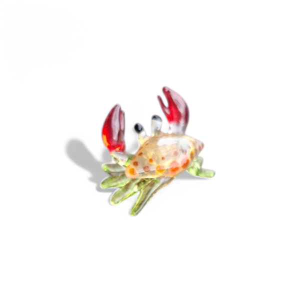 Taschenkrebs Glasfigur - Handgefertigte Miniatur in Rot und Gelb
