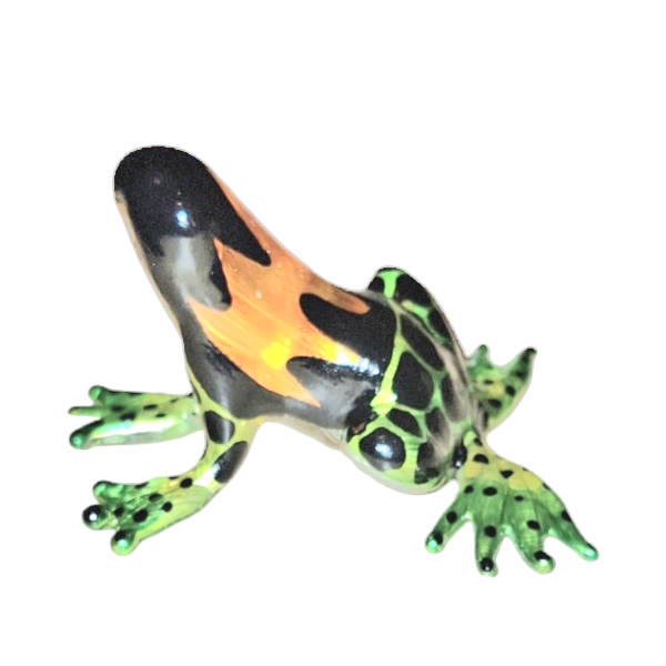 Frosch Schwarz Orange Grün - Figur aus Glas Pfeilgiftfrosch Deko