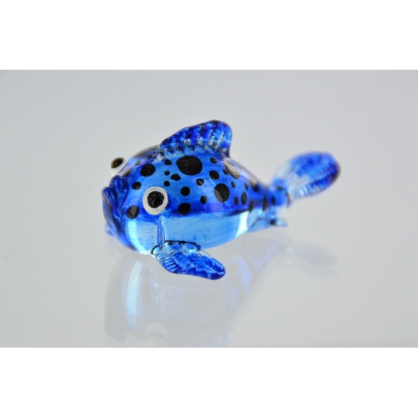 Bunter Glasfisch - Glasfigur-Kugelfisch Korallenfisch - blau